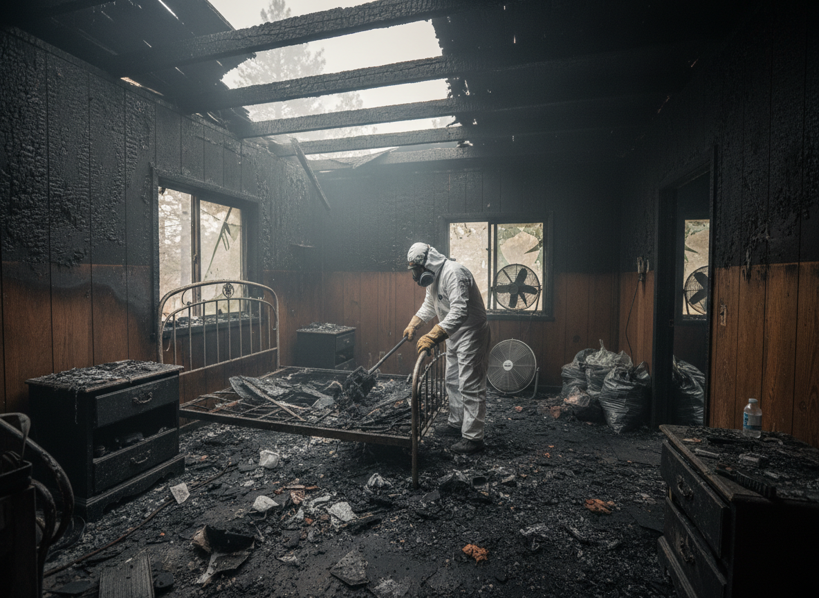 Bedroom fire damage cleanup in Sugarloaf